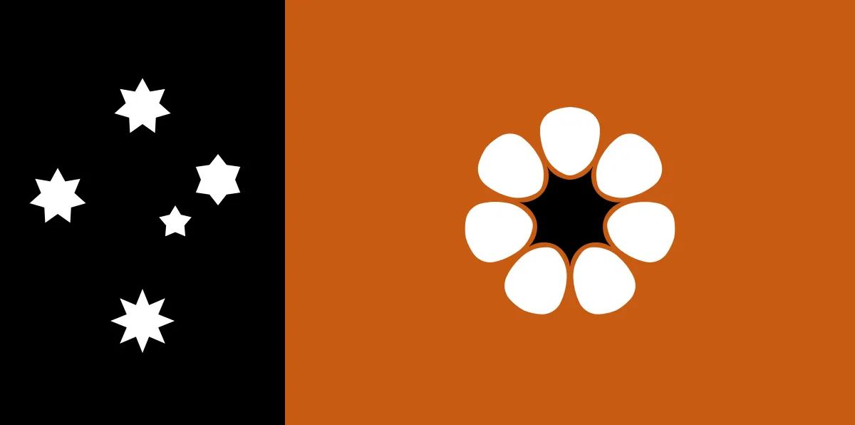 Constellation de la Croix du Sud (Crux) sur le drapeau du Territoire du Nord de l'Australie.