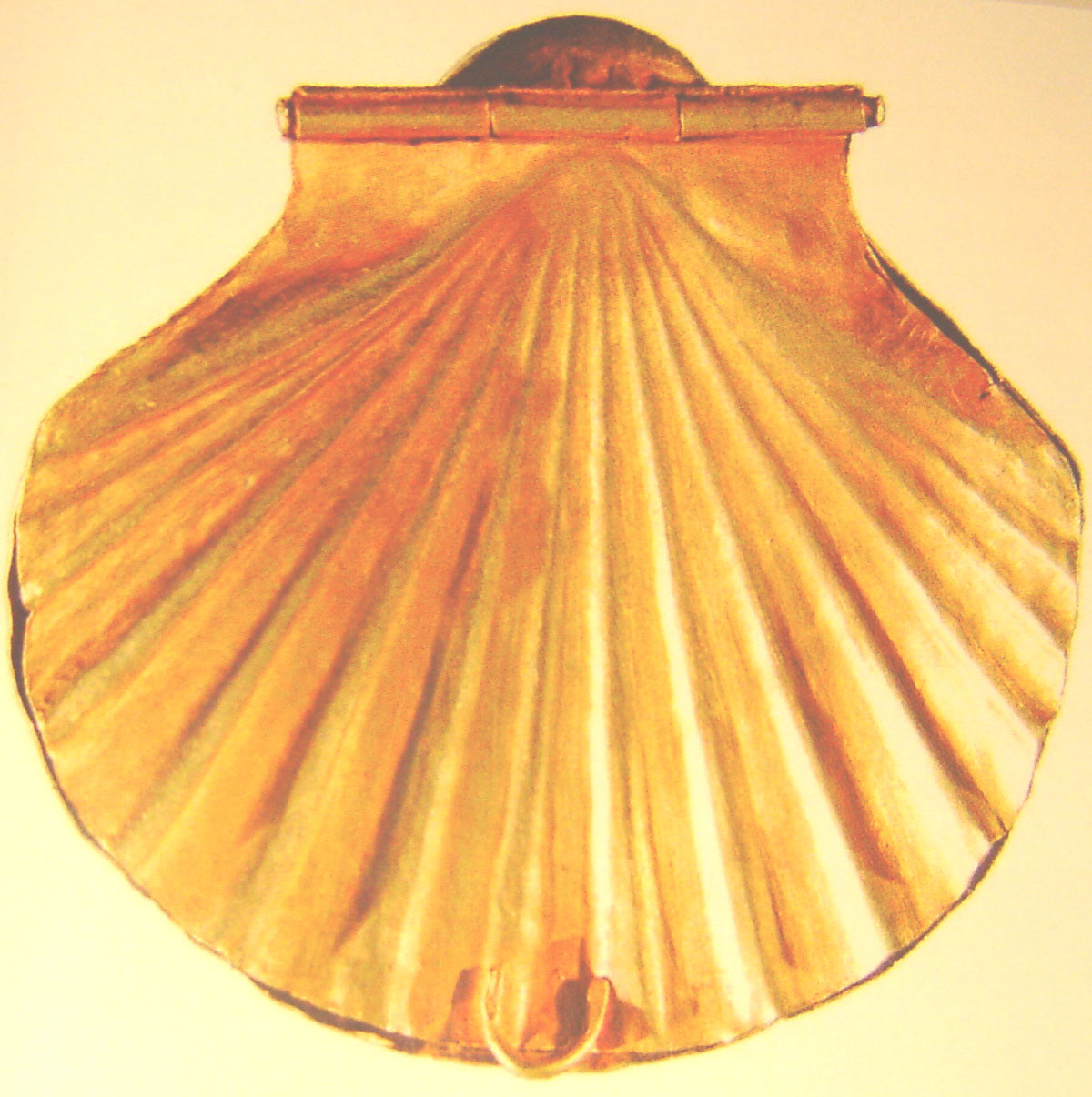 Boîte à cosmétique en or en forme de coquille Saint-Jacques (Pyramide ensevelie de Sekhemkhet).