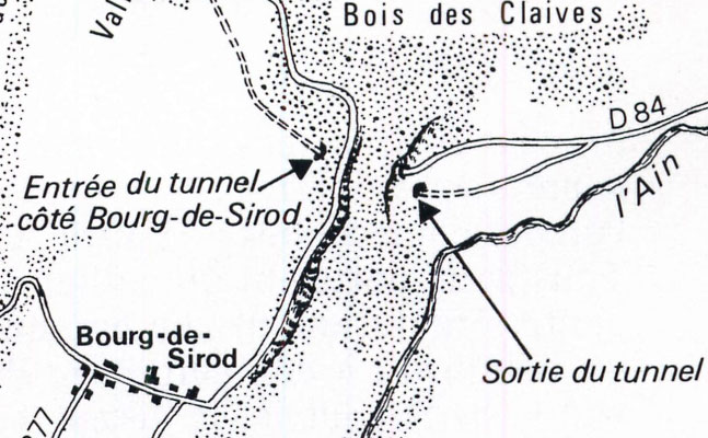Carte topographique de Bourg-de-Sirod (Jura), à l'époque de la Seconde Guerre mondiale.