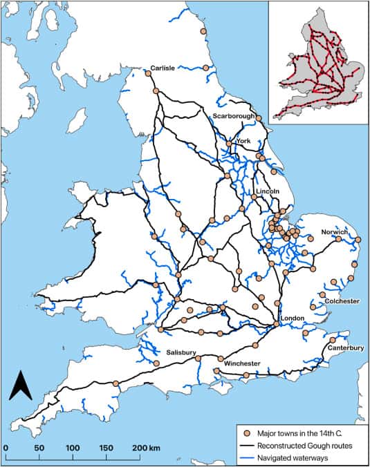 Carte de Gough, représentant l'Angleterre en l'an 1400.