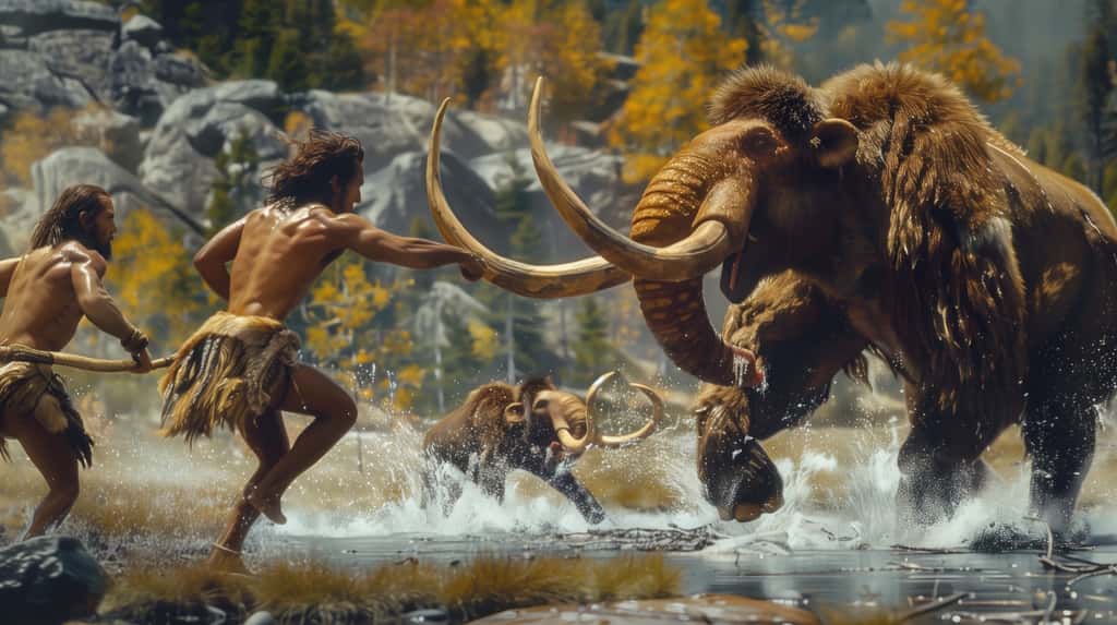 Chasse au mammouth, il y a 800 000 ans à 1,8 million d'années.