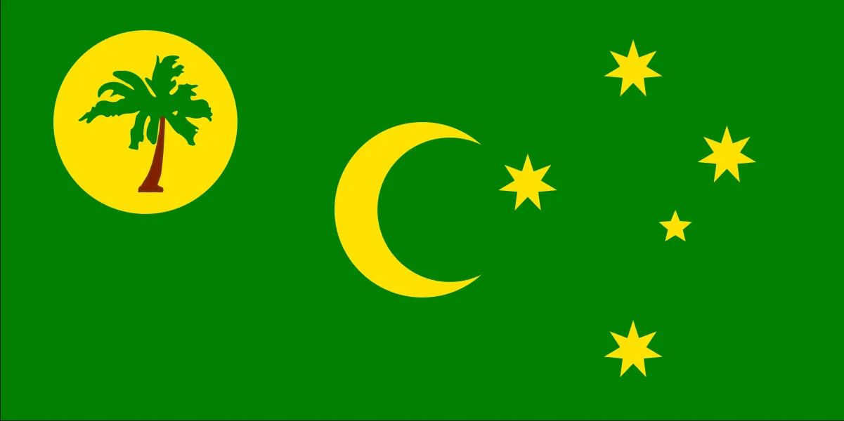 Constellation de la Croix du Sud (Crux) sur le drapeau des îles Coco.