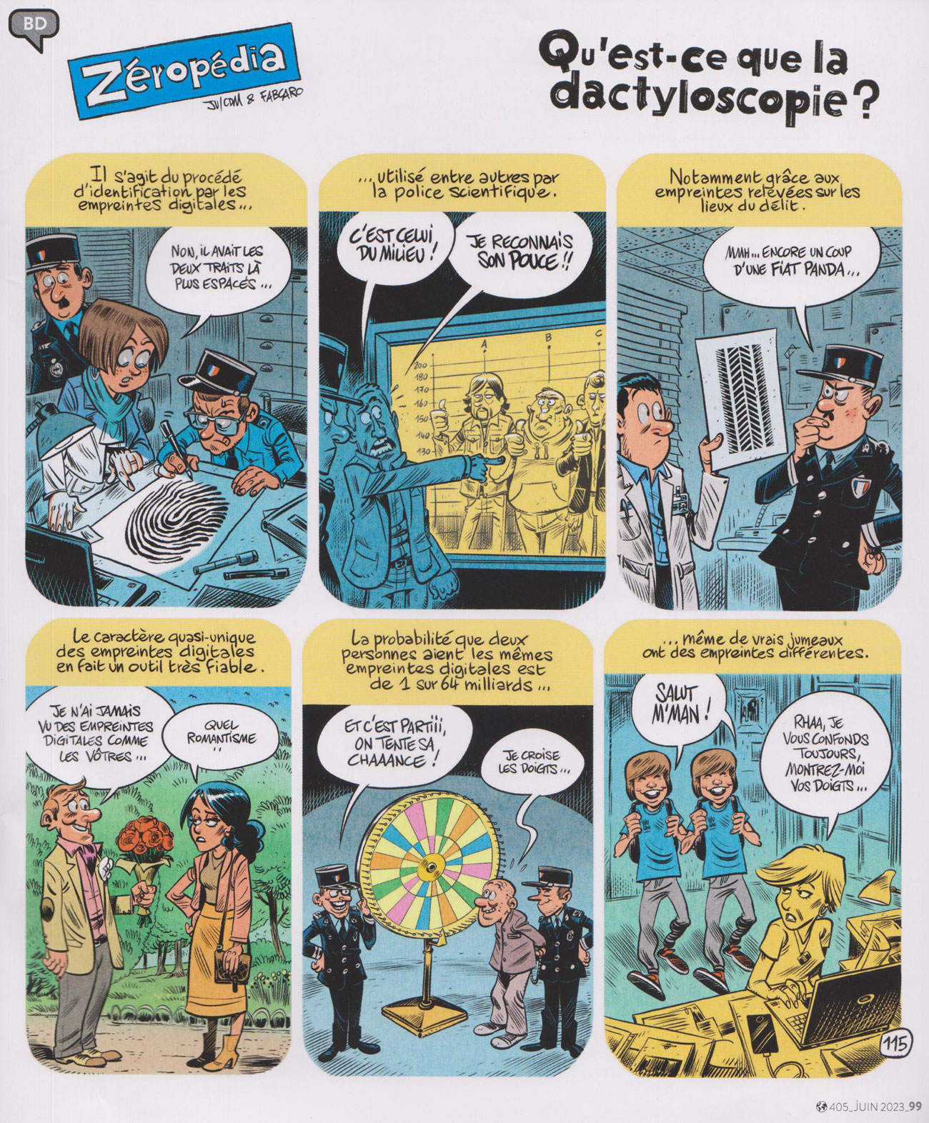 Dactyloscopie en bandes dessinées.
