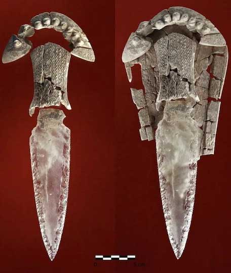 Dague en cristal et manche en ivoire d'éléphant d'Asie