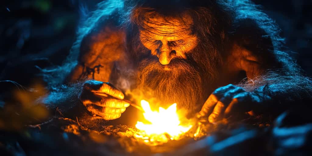 Domestication du feu par Homo erectus, il y a 800 000 ans à 1,8 million d'années.