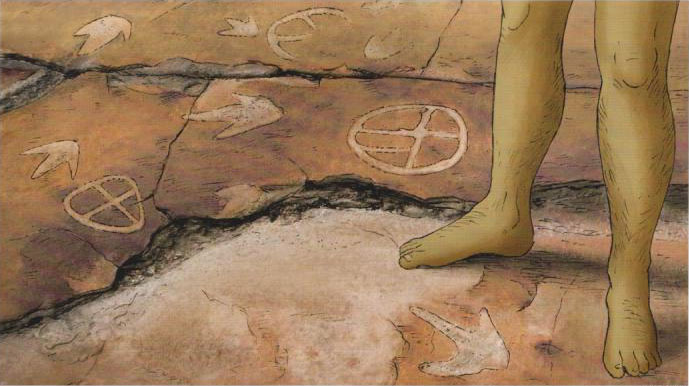 Empreintes de sauropodes à Serrote do Letreiro, bassin de Sousa, au Brésil.