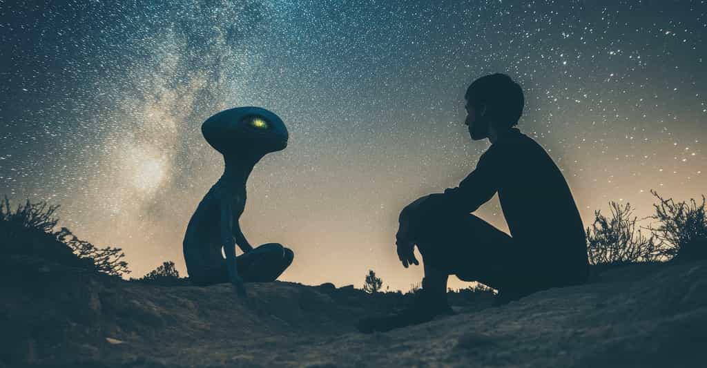 Echange durant un ciel étoilé entre une entité biologique extraterrestre et un adulte humain.