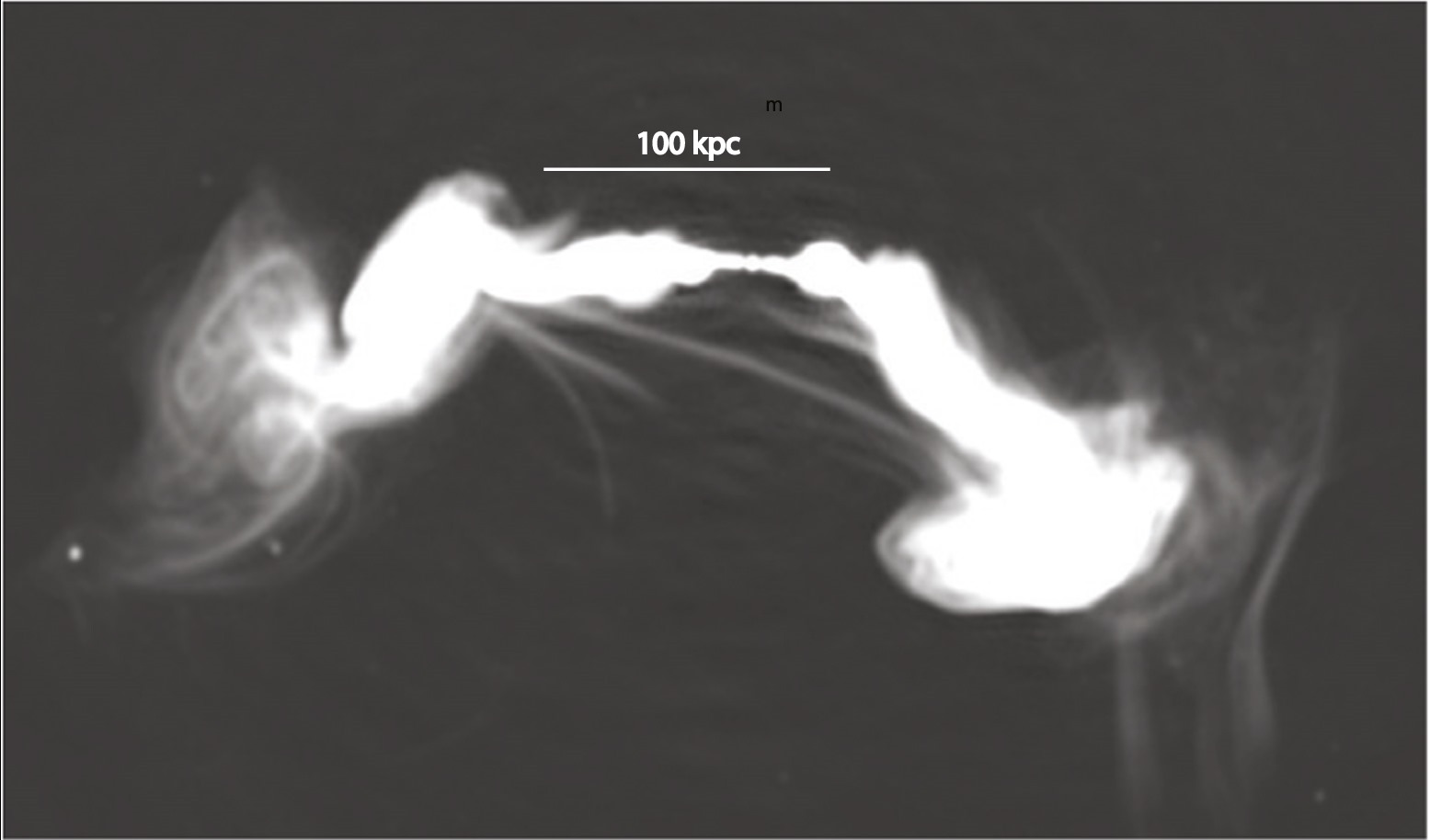 Filaments galactiques magnétisés de la radiogalaxie lumineuse ESO 137-006, en dehors de la Voie lactée, dans l'amas de galaxies Norma.