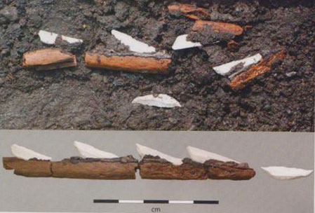Flèche en bois et pointes en silex.