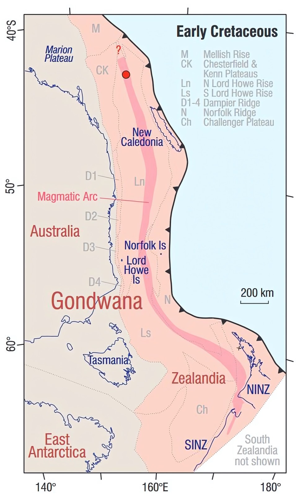 Topographie de l'ancien continent perdu Zealandia