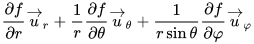Gradient d'une fonction scalaire en coordonnées sphériques