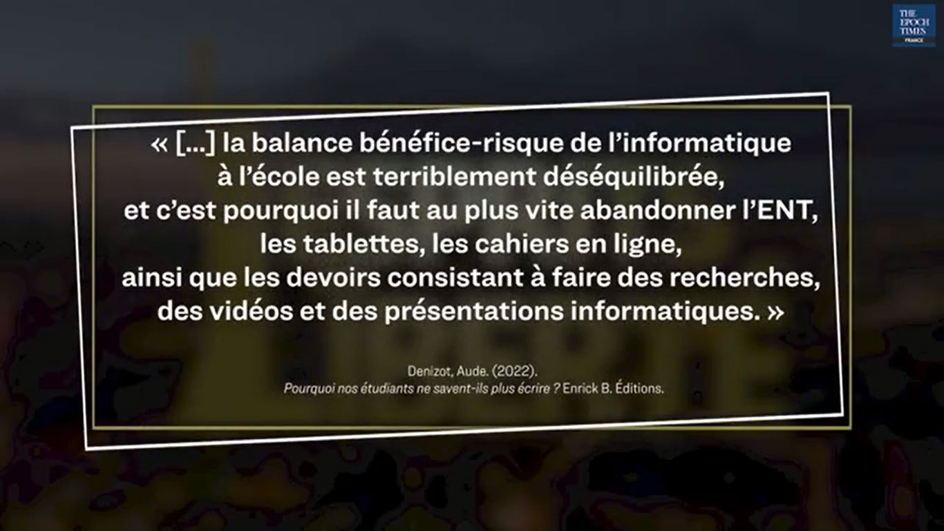 Balance bénéfice-risque du numérique à l'école (Interview d'Aude Denizot par le journaliste Henri-Michel Thalamy).