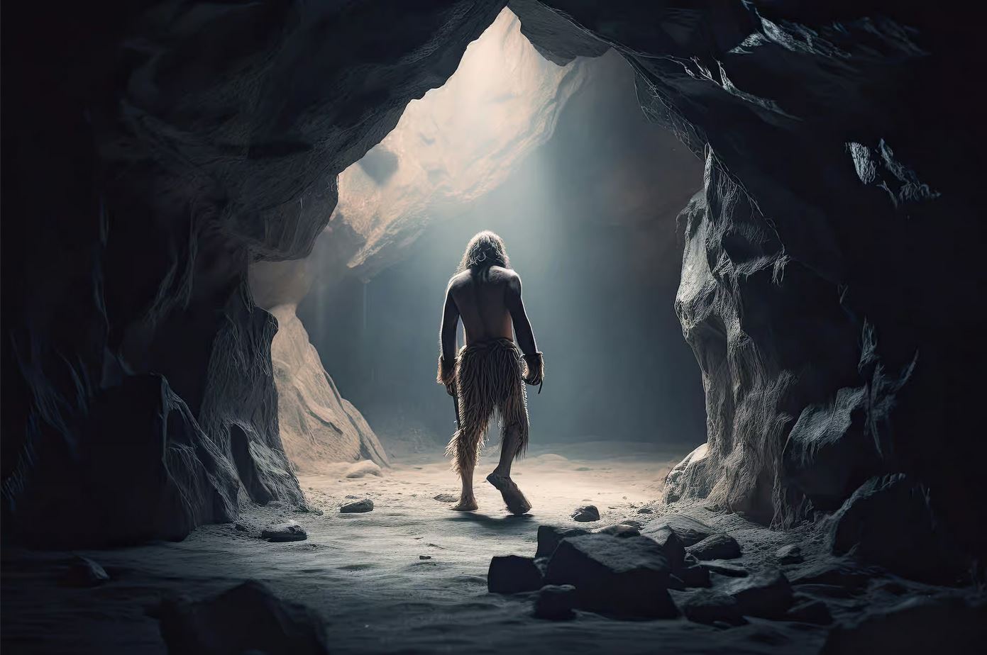 Homo erectus dans une grotte en Ethiopie, il y a 2 000 000 millions d'années.