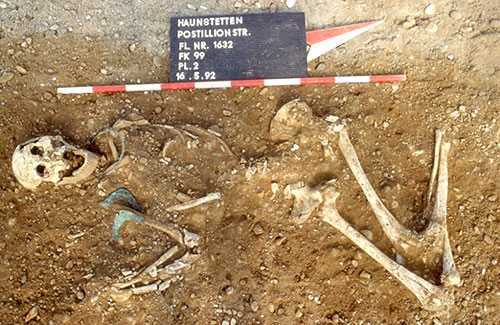 Squelette de l'Homo sapiens à Lechtal en Allemagne.