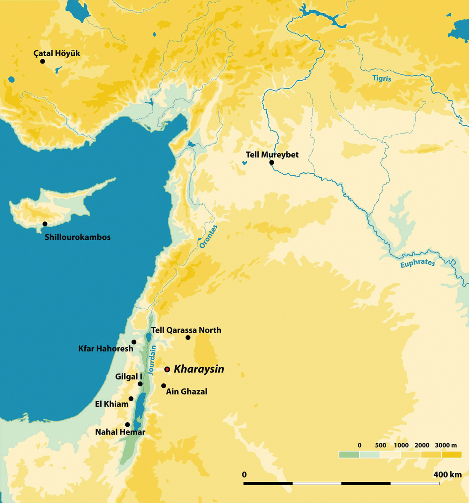 Sites archéologiques autour de la Jordanie.