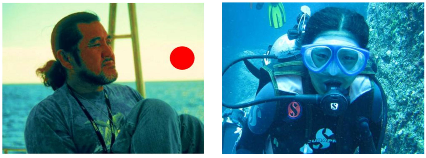 Le professeur & plongeur Kihachiro Aratake à Yonaguni, au large de l'île d'Okinawa au Japon.
