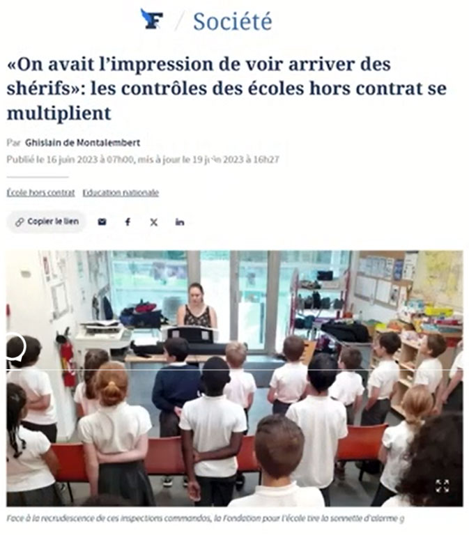 Contrôle de shérif des écoles hors contrat (La fabrique du crétin, Aude Denizot).