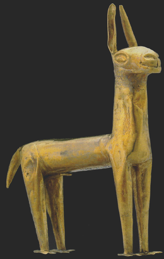 Statuette d'un lama en or du Pérou