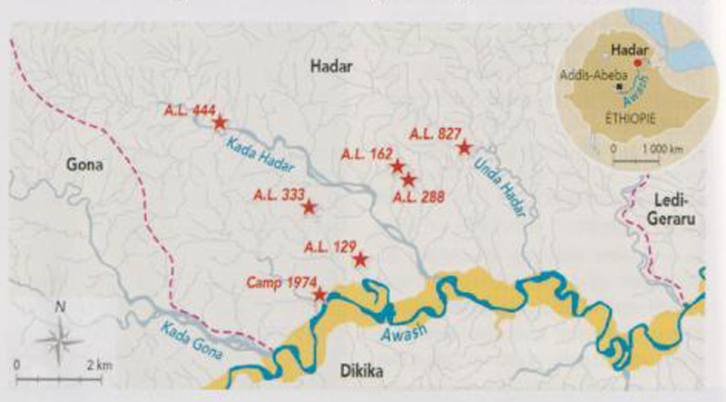 Localités importantes du site de Hadar.
