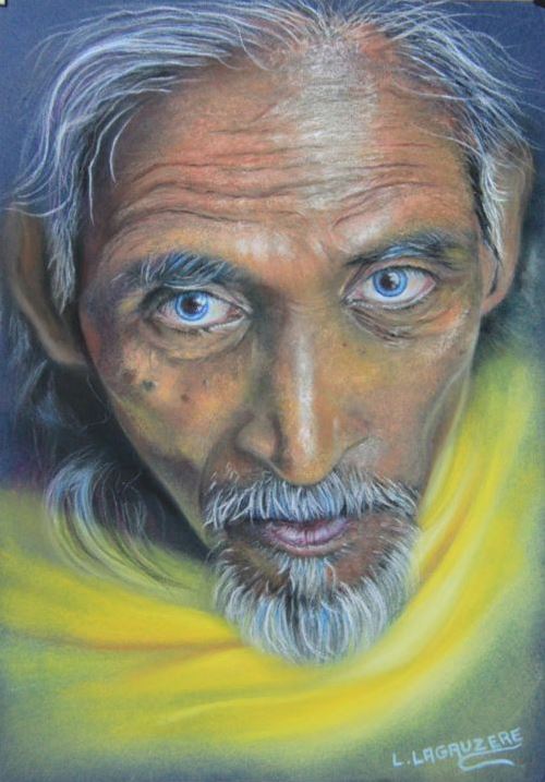 Regard azuré (pastelliste Lysiane Lagauzère)