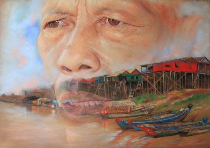 Regard cambodgien (pastelliste Lysiane Lagauzère)