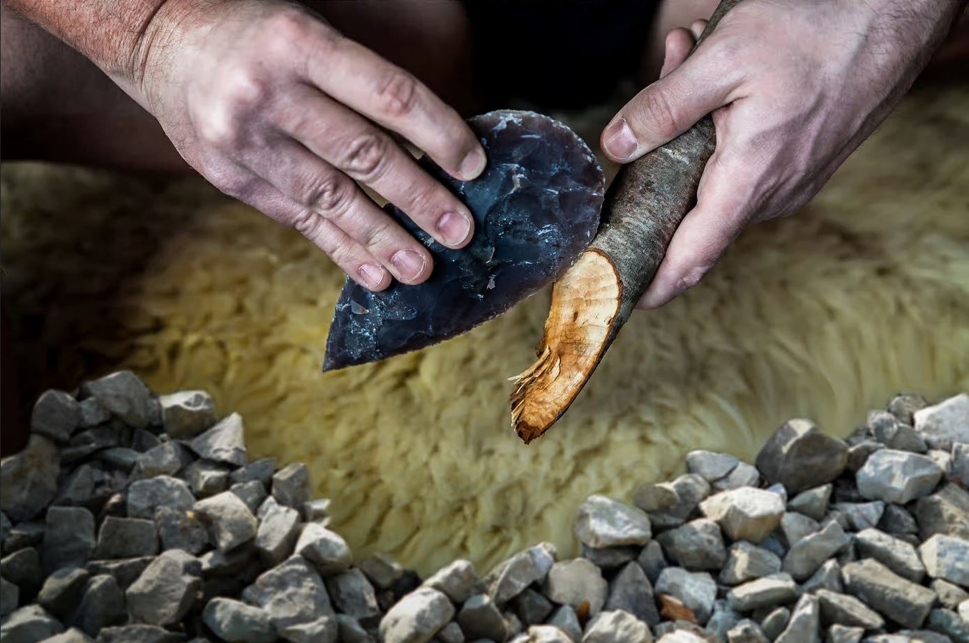 Outils en pierre (hachereaux), du genre Homo, dans le bassin de Nihewan en Chine, il y a 1,1 millions d'années.
