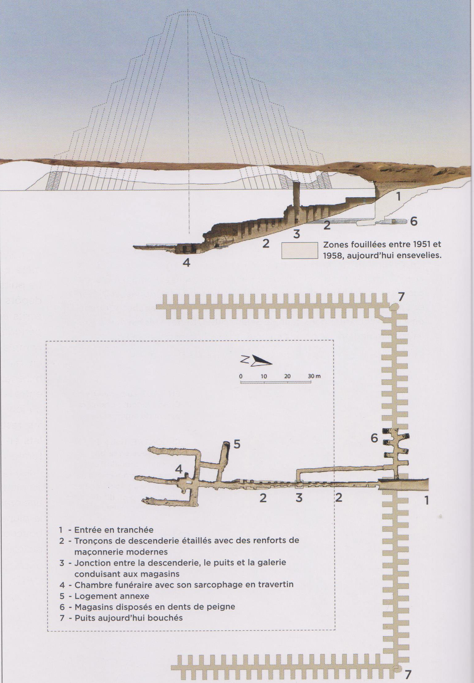 Scanner de la pyramide ensevelie, la pyramide de Sekhemkhet à Saqqara en Egypte.