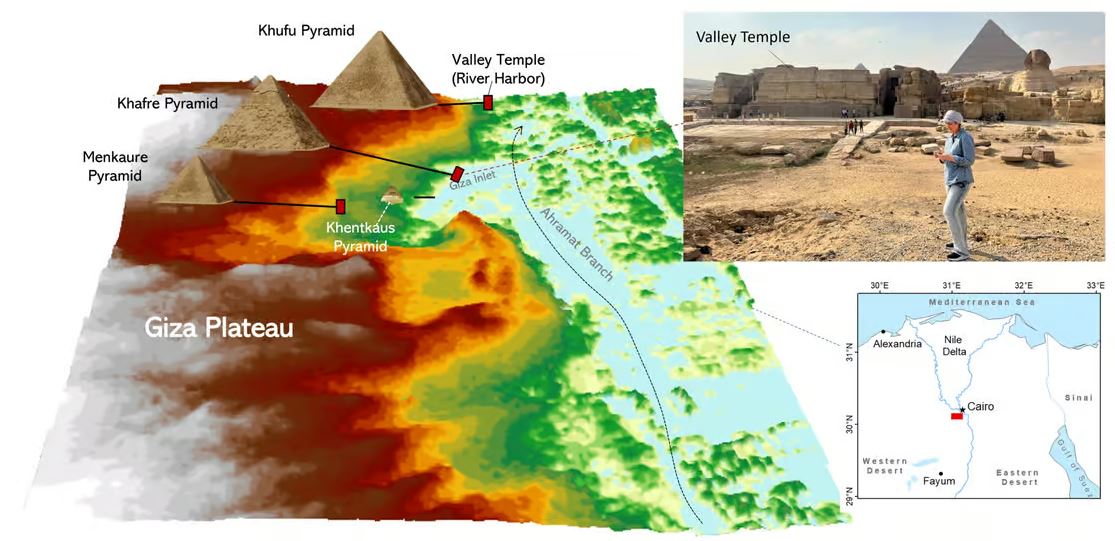 Pyramides & sphinx sur le plateau de Gizeh en Egypte.