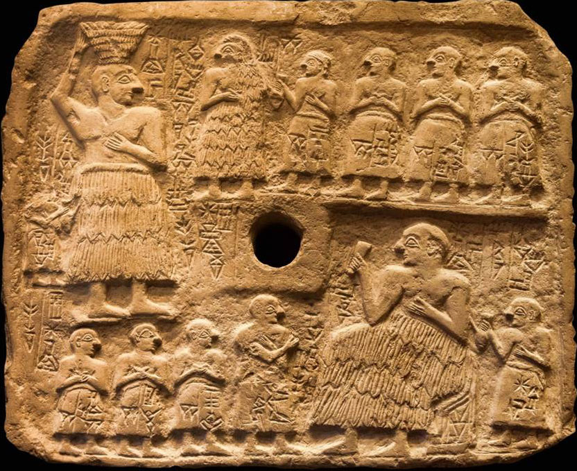 Relief sculpté du roi de Lagash, Ur-Nanshe, il y a 4 500 ans.