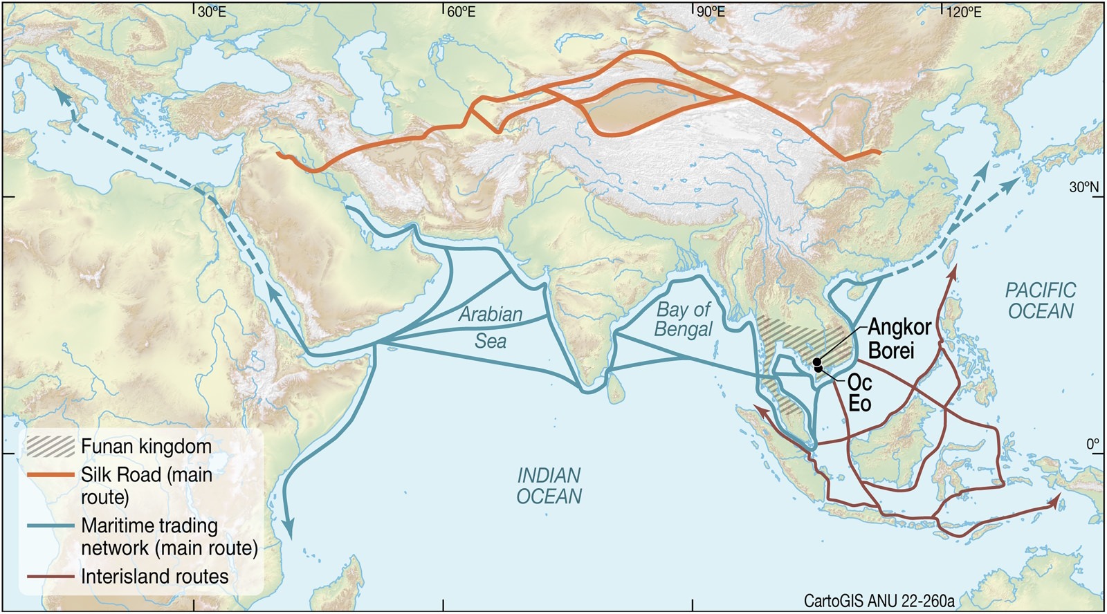 Route des épices, depuis la ville portuaire d'Oc Eo, au Viêt-Nam.