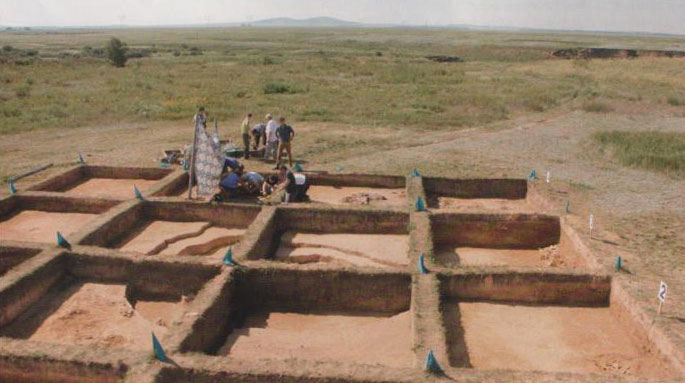 Site archéologique de Botaï en Mongolie, il y a 3 500 ans av. J.C.