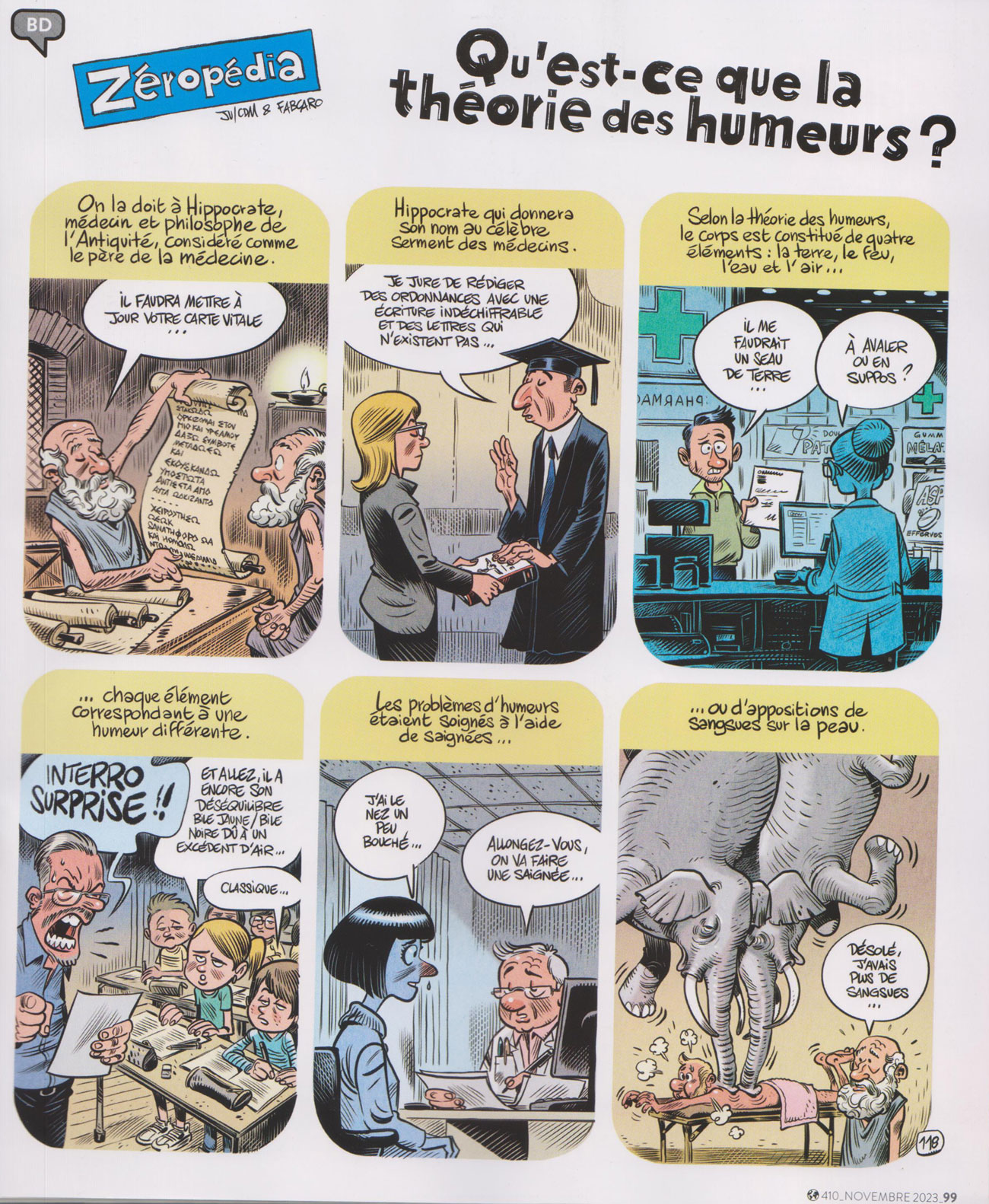 Théorie des Humeurs en bandes dessinées.