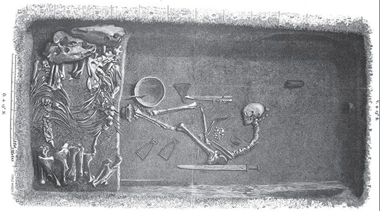 Illustration (Evald Hansen), excavateur (Hjalmar Stolpe, 1889).