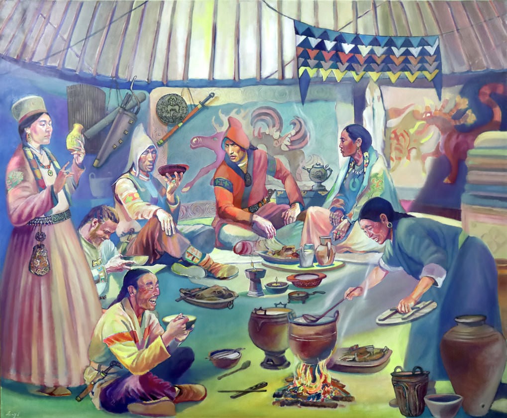 Elite impériale Xiongnu en peinture de Galmandakh Amarsanaa, by Christina Warinner.